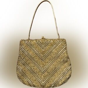 Vintage Gold Beaded Evening Bag • Kiss-Lock Clasp • La Regale • Hong Kong